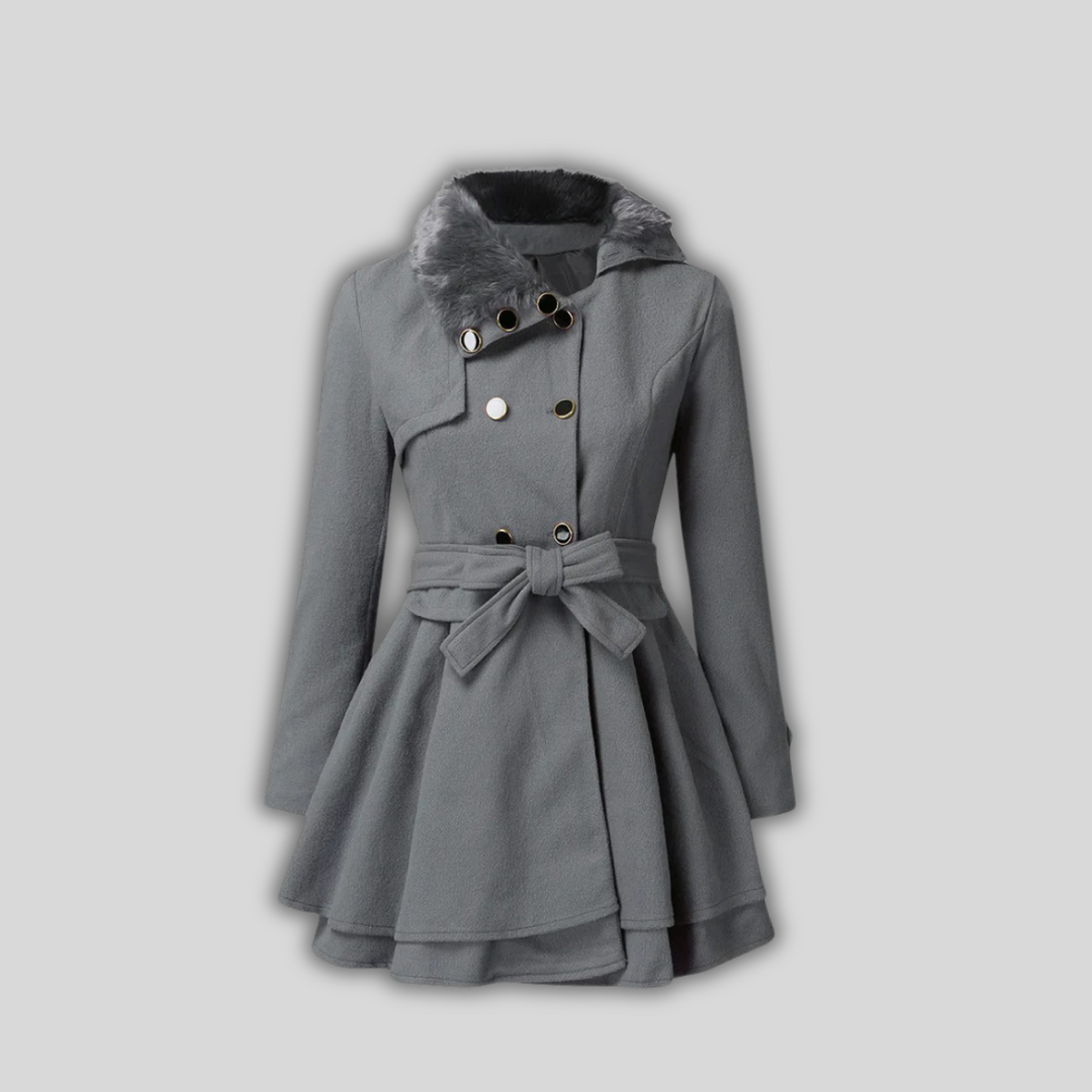 Paula™ | Eleganter Trenchcoat mit veganem Fell