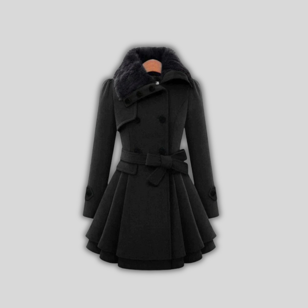 Paula™ | Eleganter Trenchcoat mit veganem Fell