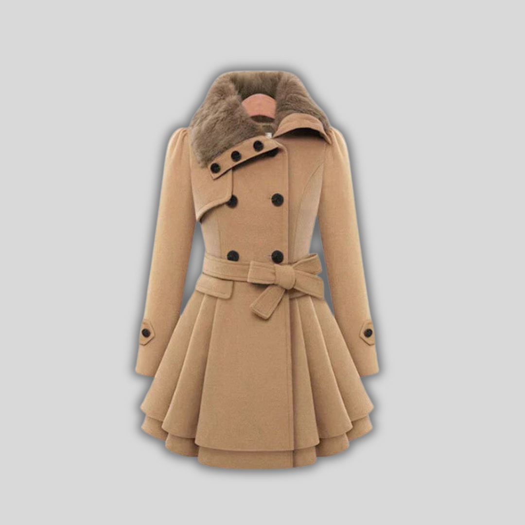 Paula™ | Eleganter Trenchcoat mit veganem Fell