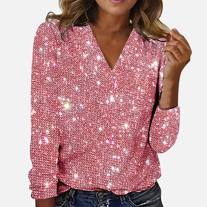 Karine™ | Diamantblouse met V-hals